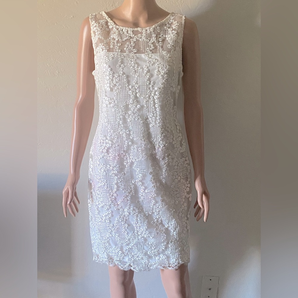 Calvin Klein White Floral Lace Mini Dress